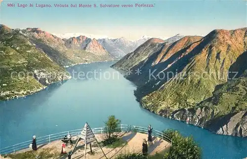 AK / Ansichtskarte Lago di Lugano Veduta dal Monte San Salvatore verso Porlezza Kat. Italien