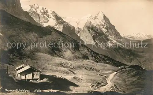 AK / Ansichtskarte Grosse Scheidegg mit Wetterhorn und Eiger Kat. Scheidegg Grosse