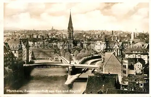 AK / Ansichtskarte Pforzheim Zusammenfluss von Enz und Nagold Kat. Pforzheim