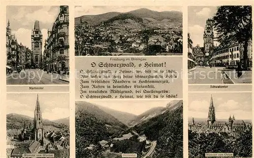 AK / Ansichtskarte Freiburg Breisgau Martinstor Muenster Panorama Schwabentor Hoellental  Kat. Freiburg im Breisgau