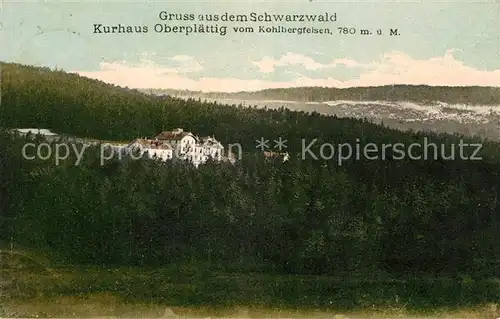 AK / Ansichtskarte Seebach Ottenhoefen Schwarzwald Kurhaus Oberplaettig vom Kohlbergfelsen Kat. Ottenhoefen im Schwarzwald