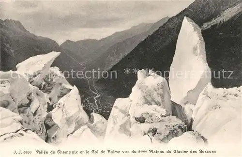 AK / Ansichtskarte Chamonix Vallee de Chamonix et Col de Balme vus du Plateau du Glacier des Bossons Kat. Chamonix Mont Blanc