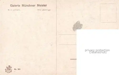 AK / Ansichtskarte Verlag Galerie Muenchner Meister Nr. 381 M. A. Lerisch Ihre Lieblinge Maedchen Hahn Kueken  Kat. Verlage