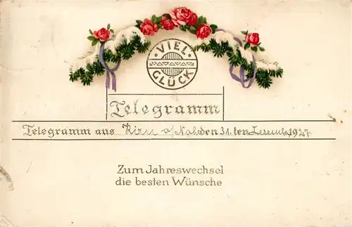 AK / Ansichtskarte Neujahr Telegramm Litho Kat. Greetings