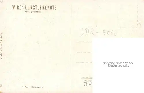 AK / Ansichtskarte Verlag WIRO Wiedemann Nr. 2354 Erfurt Daemmchen Kat. Verlage