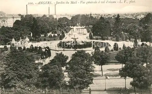 AK / Ansichtskarte Angers Jardin du Mail Fontaine vue generale a vol d oiseau Kat. Angers