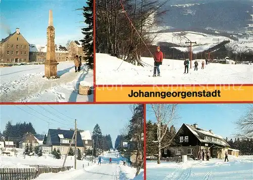 AK / Ansichtskarte Johanngeorgenstadt Postmeielensaeule Skilift Gasthaus Sauschwemme Kat. Johanngeorgenstadt