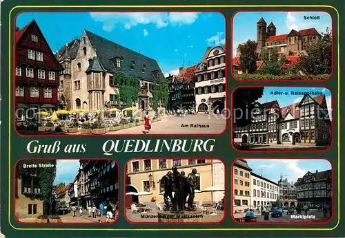 AK / Ansichtskarte Quedlinburg Schloss Adler  Ratsapotheke Rathaus  Kat. Quedlinburg