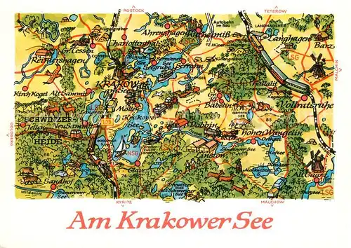 AK / Ansichtskarte Linstow Ortungskarte Krakower See Dobbin Vollratsruhe Kat. Dobbin Linstow