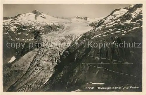 AK / Ansichtskarte Rhonegletscher Glacier du Rhone mit Furka Kat. Rhone