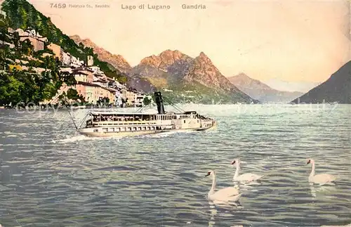 AK / Ansichtskarte Gandria Lago di Lugano Panorama mit Fahrgastschiff Kat. Gandria