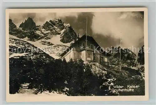 AK / Ansichtskarte Gruttenhuette Berghuette Wilder Kaiser Kaisergebirge Kat. Wildermieming