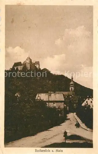 AK / Ansichtskarte Rothenfels Unterfranken Ortsansicht mit Kirche Blick zur Burg Kat. Rothenfels