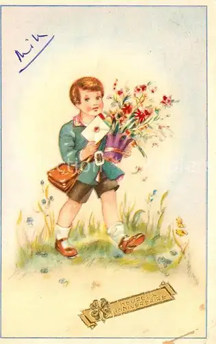AK / Ansichtskarte Glueckwunsch Kind Blumen Brief  Kat. Greetings