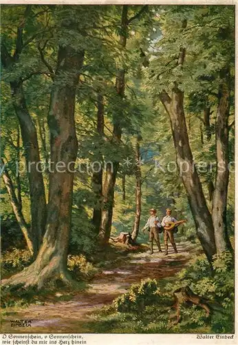 AK / Ansichtskarte Einbeck Walter O Sonnenschein o Sonnenschein Wald Spaziergang Mandoline  Kat. Kuenstlerkarte
