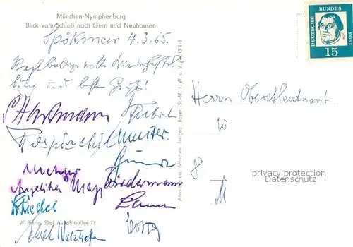 AK / Ansichtskarte Muenchen Fliegeraufnahme Nymphenburg Schloss Gern Neuhausen  Kat. Muenchen