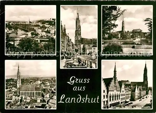 AK / Ansichtskarte Landshut Isar Blick vom Klausenberg Burg Trausnitz Martinskirche Kat. Landshut