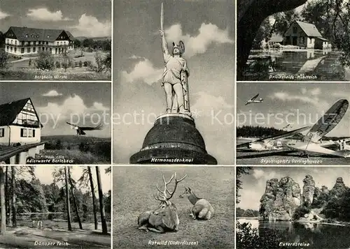 AK / Ansichtskarte Hermannsdenkmal Bergheim Hoerste Adlerwarte Berlebeck Rotwild Externsteine Kat. Detmold