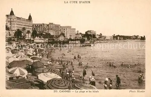 AK / Ansichtskarte Cannes Alpes Maritimes La plage et les hotels Kat. Cannes