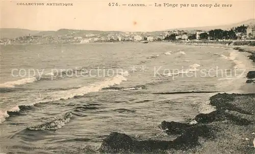 AK / Ansichtskarte Cannes Alpes Maritimes La plage par und coup de mer Kat. Cannes