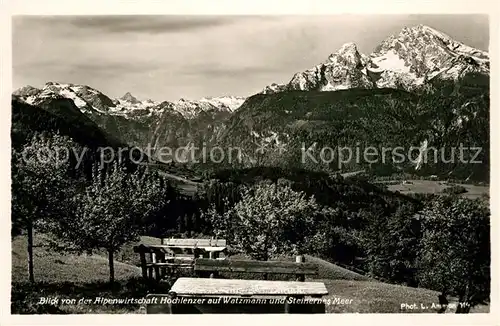 AK / Ansichtskarte Berchtesgaden Alpenwirtschaft Hochlenzer mit Watzmann und Steinernes Meer Kat. Berchtesgaden