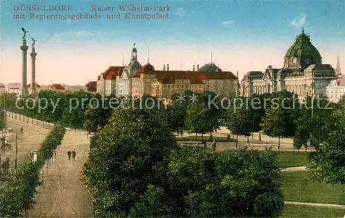 AK / Ansichtskarte Duesseldorf Kaiser Wilhelm Park mit Regierungsgebaeude und Kunstpalast Kat. Duesseldorf
