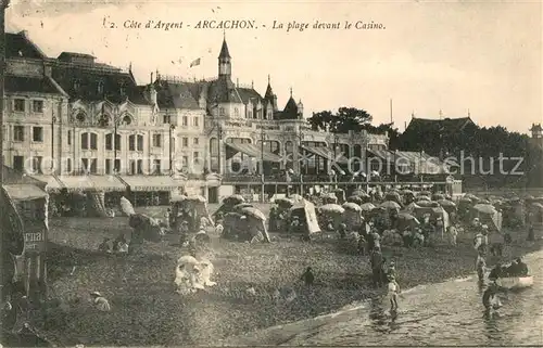 AK / Ansichtskarte Arcachon Gironde La plage devant le Casino Kat. Arcachon