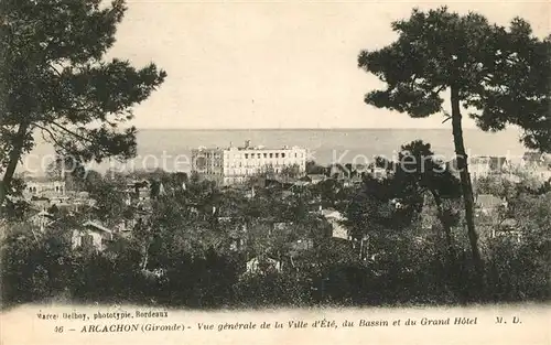 AK / Ansichtskarte Arcachon Gironde Vue generale de la Ville dEte du Bassin et du Grand Hotel Kat. Arcachon