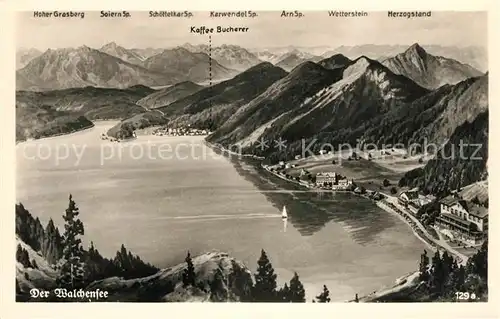 AK / Ansichtskarte Walchensee und Umgebung Alpenpanorama aus der Vogelperspektive Kat. Kochel a.See