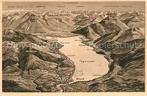 AK / Ansichtskarte Tegernsee und Umgebung mit Gebirge Alpenpanorama aus der Vogelperspektive Kat. Tegernsee