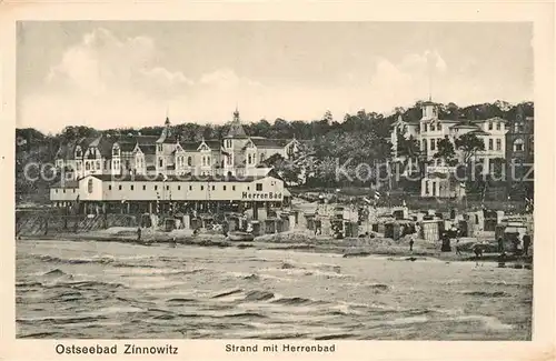 AK / Ansichtskarte Zinnowitz Ostseebad Strand mit Herrenbad