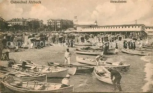 AK / Ansichtskarte Ahlbeck Ostseebad Strandleben Fischerboote Hotels Kat. Heringsdorf Insel Usedom