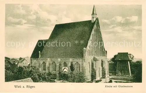 AK / Ansichtskarte Wiek Ruegen Kirche mit Glockenturm Kat. Wiek