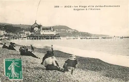 AK / Ansichtskarte Nice Alpes Maritimes La Plage et le Jetee Promenade Regates a l Aviron Cote d Azur Kat. Nice