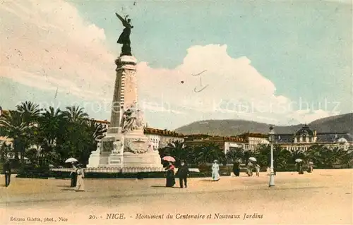 AK / Ansichtskarte Nice Alpes Maritimes Monument du Centenaire et Nouveaux Jardins Kat. Nice