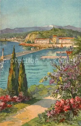AK / Ansichtskarte Nice Alpes Maritimes Vue generale et l Entree du Port Cote d Azur Peinture Kuenstlerkarte Kat. Nice