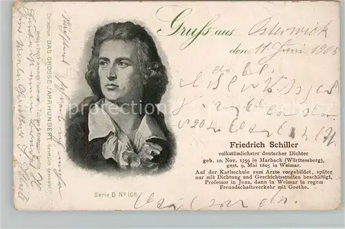 AK / Ansichtskarte Schiller Friedrich  Kat. Dichter