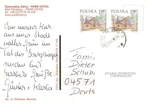 AK / Ansichtskarte Bad Flinsberg Swieradow Zdroj Park Hotel  Kat. 