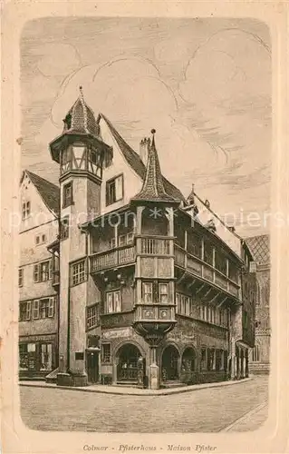 AK / Ansichtskarte Colmar Haut Rhin Elsass Pfisterhaus Maison Pfister Dessin Kuenstlerkarte Kat. Colmar