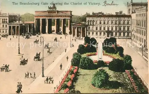 AK / Ansichtskarte Berlin Brandenburger Gate showing Chariot of Victory Brandenburger Tor Kat. Berlin