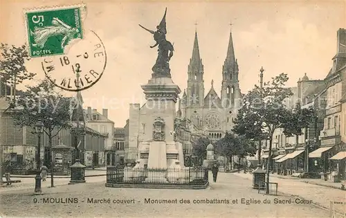 Moulins Allier Marche couvert Monument des combattants Eglise du Sacre Coeur Kat. Moulins