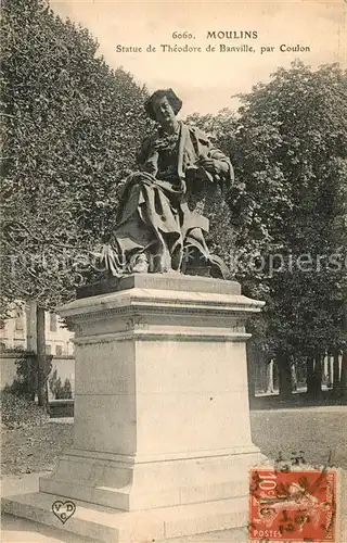 Moulins Allier Statue de Theodore de Banville par Coulon Kat. Moulins