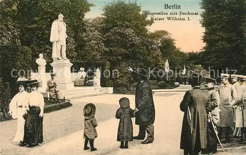 Berlin Siegesallee mit Denkmal Kaiser Wilhelm I Statue Kat. Berlin