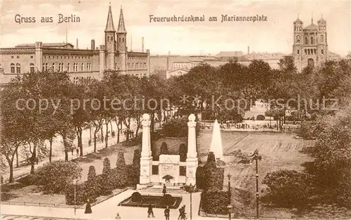 Berlin Feuerwehrdenkmal am Mariannenplatz Kat. Berlin