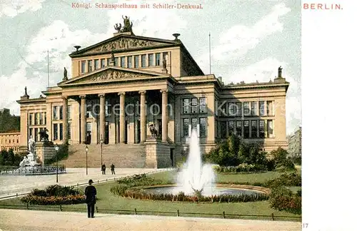 Berlin Kgl Schauspielhaus mit Schiller Denkmal Fontaene Kat. Berlin