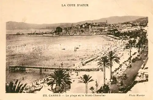 Cannes Alpes Maritimes La plage et Mont Chevalier Cote d Azur Kat. Cannes