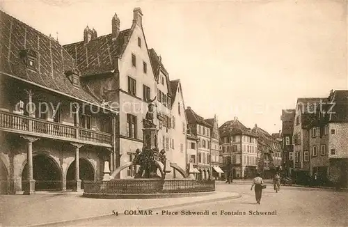 Colmar Haut Rhin Elsass Place Schwend et Fontaine Schwendi Kat. Colmar