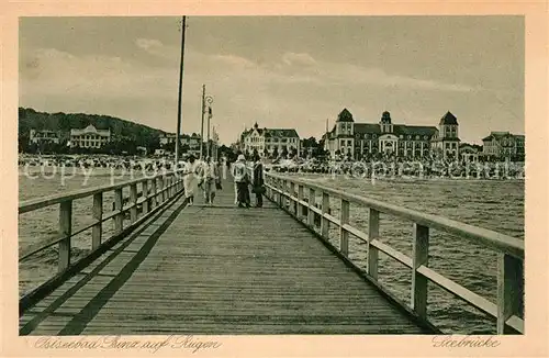 Binz Ruegen Seebruecke Blick zum Strand Kupfertiefdruck Kat. Binz