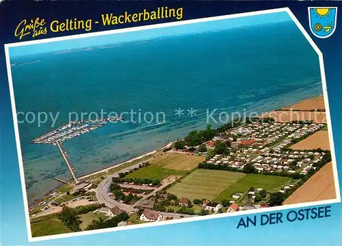 Wackerballig Fliegeraufnahme mit Segelhafen Kat. Gelting