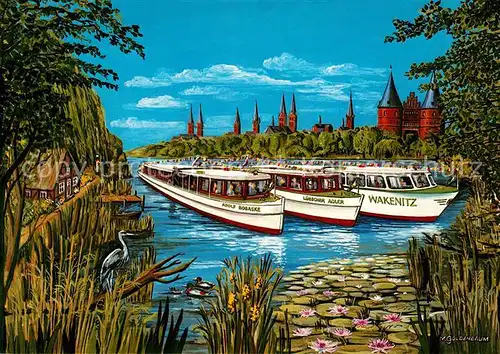 Luebeck Wakenitz Fahrt Personenschiffahrt Reinhold Maiworn Kat. Luebeck